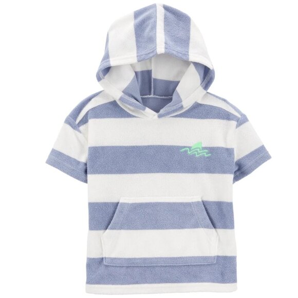 Toddler Boys Carter's Shark Striped Terry Hooded T-Shirt Size 3T 4T 5T NWT - Picture 1 of 3